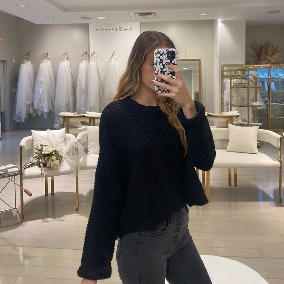 Black Round Neck Sweater - Picture 2 of 5